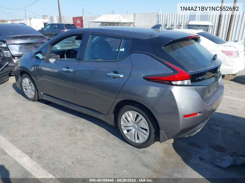 2022 Nissan Leaf S 40 Kwh VIN: 1N4AZ1BV1NC552692 Lot: 40188948