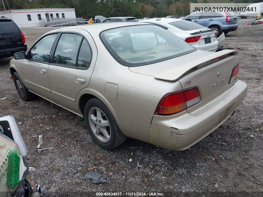 1999 Nissan Maxima Gle/Gxe/Se/Se-L VIN: JN1CA21D7XM407441 Lot: 40834017