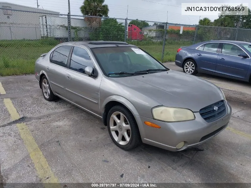 2000 Nissan Maxima Gle/Gxe/Se VIN: JN1CA31D0YT768569 Lot: 39791797