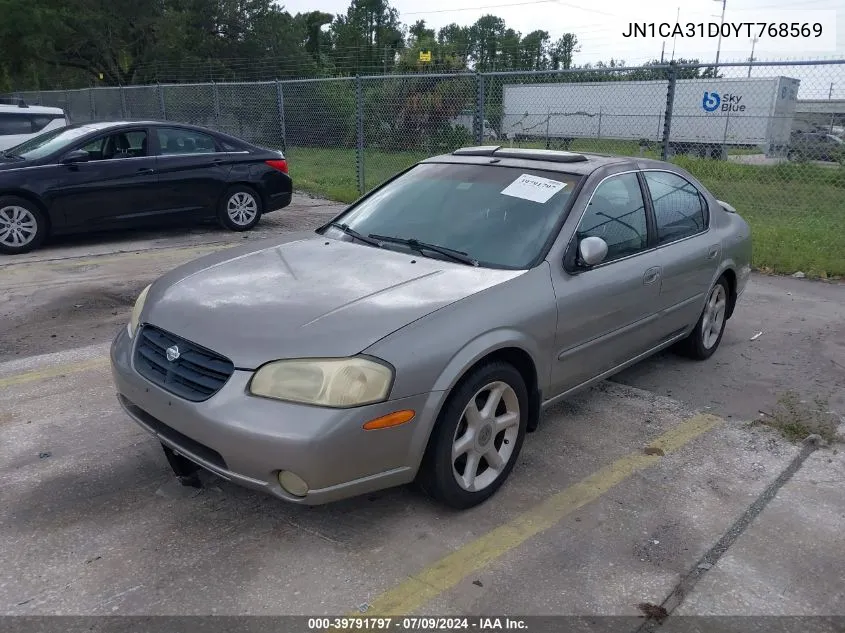 2000 Nissan Maxima Gle/Gxe/Se VIN: JN1CA31D0YT768569 Lot: 39791797