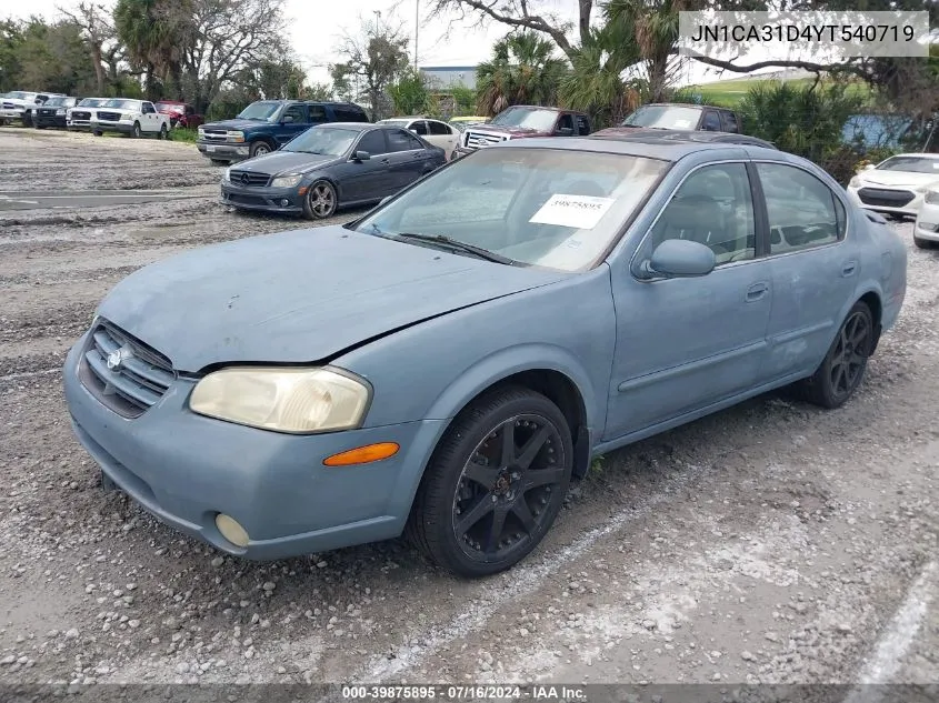 2000 Nissan Maxima Gle/Gxe/Se VIN: JN1CA31D4YT540719 Lot: 39875895