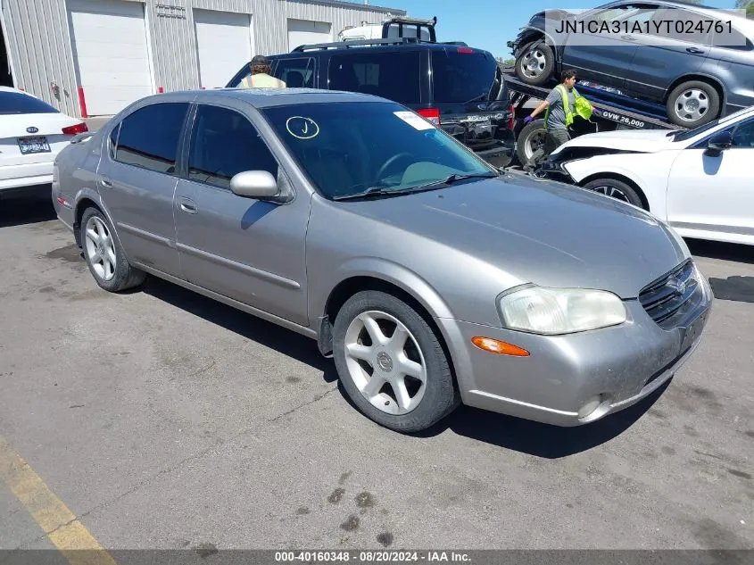 2000 Nissan Maxima Gle/Gxe/Se VIN: JN1CA31A1YT024761 Lot: 40160348