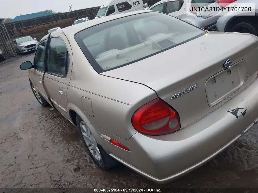 2000 Nissan Maxima Gle/Gxe/Se VIN: JN1CA31D4YT704700 Lot: 40375164