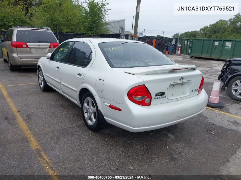 2000 Nissan Maxima Gle/Gxe/Se VIN: JN1CA31DXYT769521 Lot: 40400755