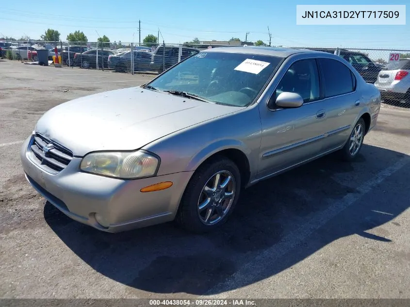 2000 Nissan Maxima Gle/Gxe/Se VIN: JN1CA31D2YT717509 Lot: 40438054