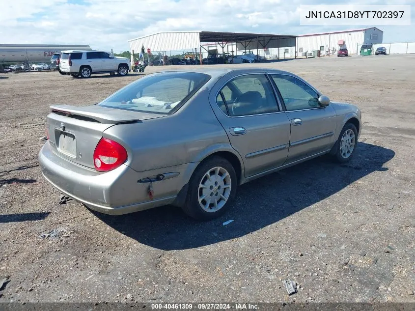 2000 Nissan Maxima Gle/Gxe/Se VIN: JN1CA31D8YT702397 Lot: 40461309