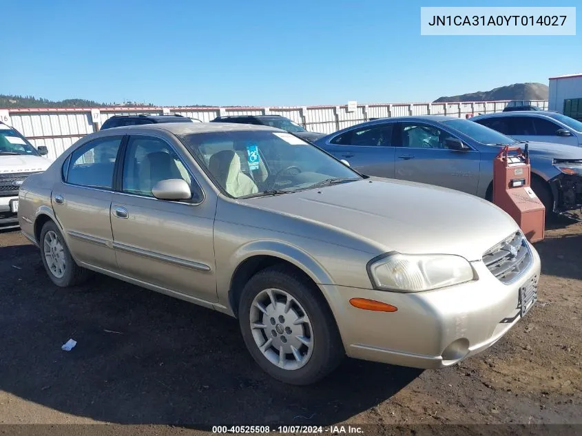 2000 Nissan Maxima Gle/Gxe/Se VIN: JN1CA31A0YT014027 Lot: 40525508