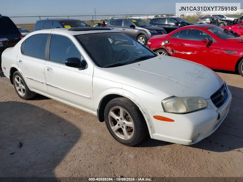 2000 Nissan Maxima Gle/Gxe/Se VIN: JN1CA31DXYT759183 Lot: 40559394