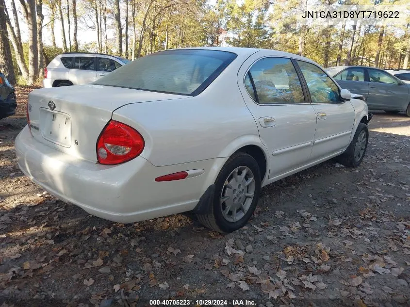 2000 Nissan Maxima Gle/Gxe/Se VIN: JN1CA31D8YT719622 Lot: 40705223