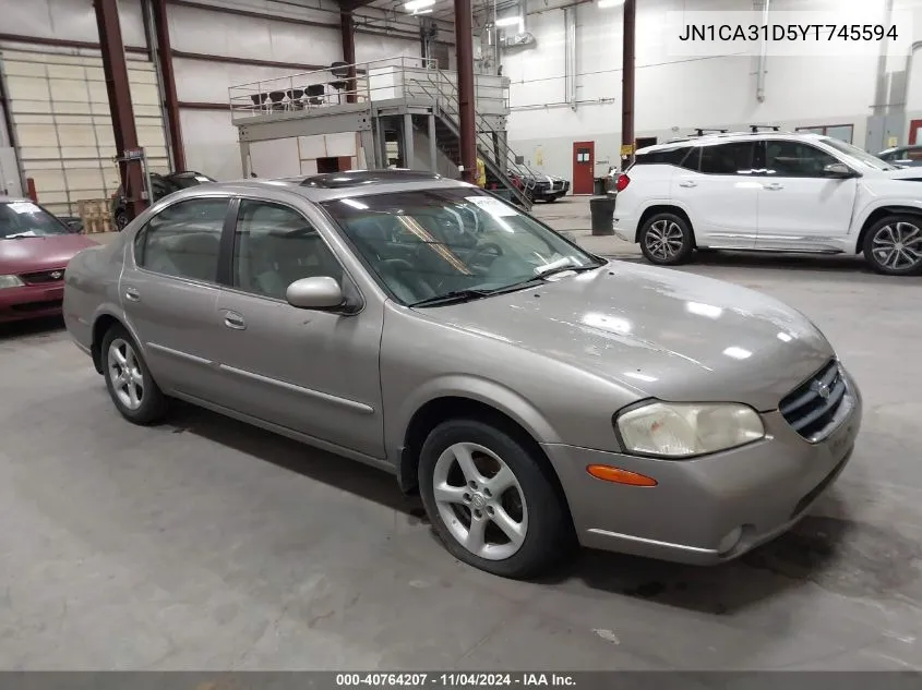 2000 Nissan Maxima Gle/Gxe/Se VIN: JN1CA31D5YT745594 Lot: 40764207