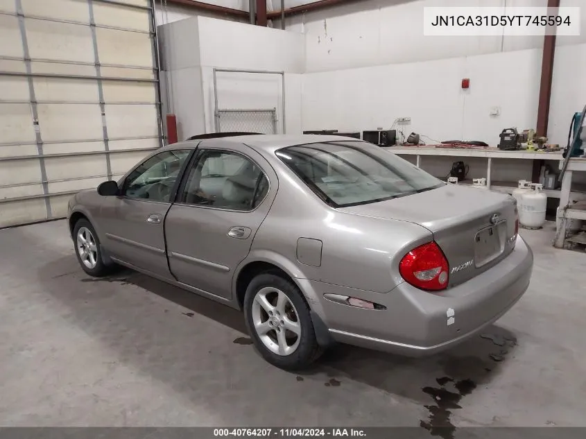 2000 Nissan Maxima Gle/Gxe/Se VIN: JN1CA31D5YT745594 Lot: 40764207