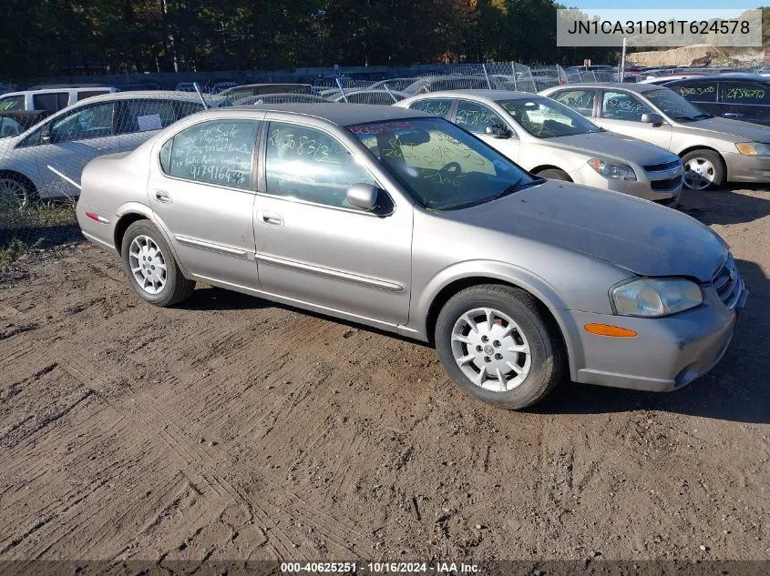 2001 Nissan Maxima Gxe VIN: JN1CA31D81T624578 Lot: 40625251