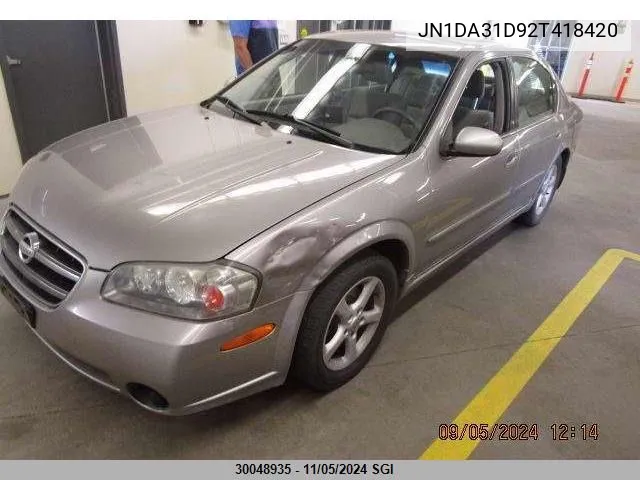 2002 Nissan Maxima Gle/Gxe/Se VIN: JN1DA31D92T418420 Lot: 30048935