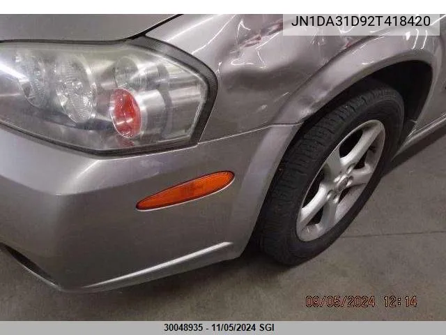 2002 Nissan Maxima Gle/Gxe/Se VIN: JN1DA31D92T418420 Lot: 30048935