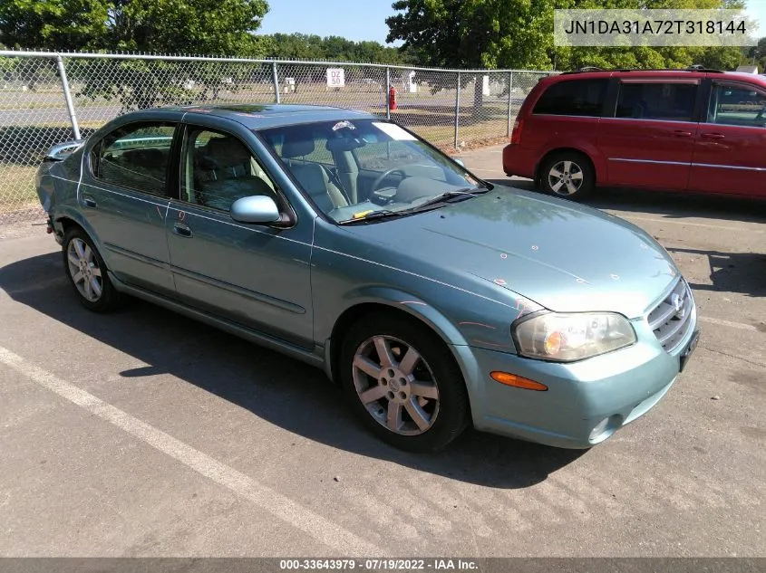 2002 Nissan Maxima Gle VIN: JN1DA31A72T318144 Lot: 33643979