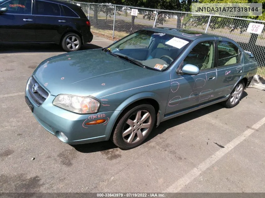 2002 Nissan Maxima Gle VIN: JN1DA31A72T318144 Lot: 33643979