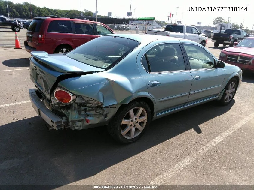 2002 Nissan Maxima Gle VIN: JN1DA31A72T318144 Lot: 33643979