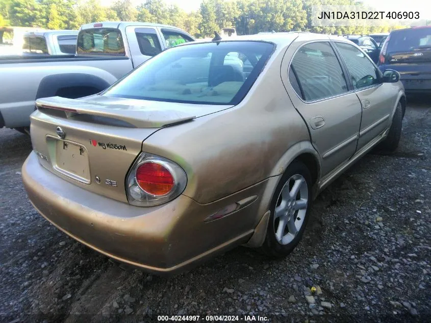 2002 Nissan Maxima Se VIN: JN1DA31D22T406903 Lot: 40244997