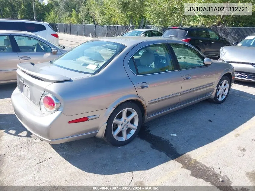 2002 Nissan Maxima Se VIN: JN1DA31A02T312721 Lot: 40407007