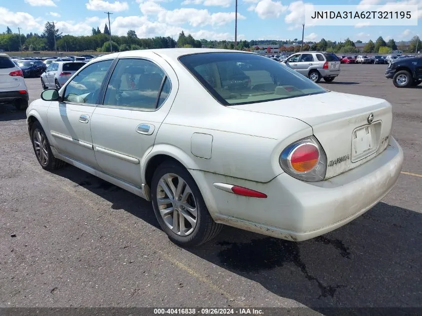 2002 Nissan Maxima Gle VIN: JN1DA31A62T321195 Lot: 40416838