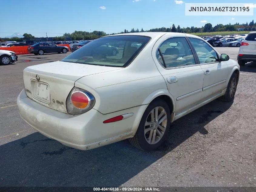 2002 Nissan Maxima Gle VIN: JN1DA31A62T321195 Lot: 40416838