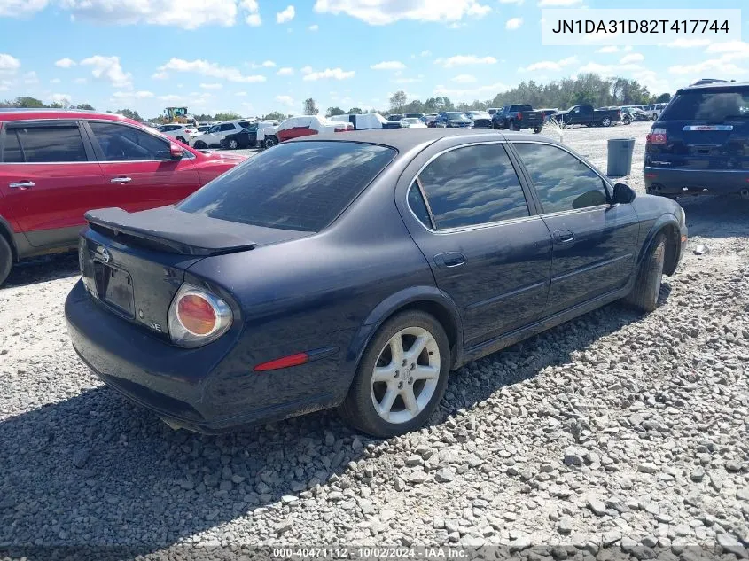 2002 Nissan Maxima Se VIN: JN1DA31D82T417744 Lot: 40471112