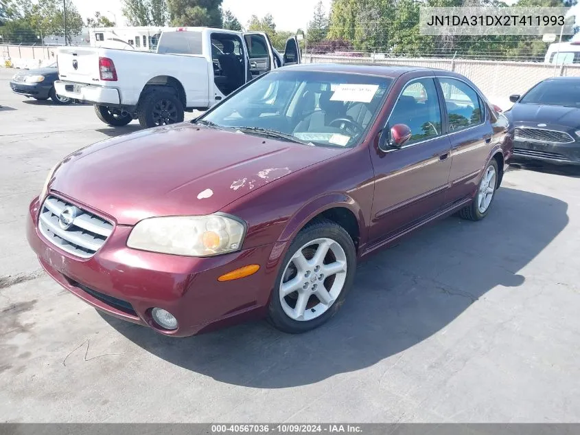 2002 Nissan Maxima Gle/Gxe/Se VIN: JN1DA31DX2T411993 Lot: 40567036