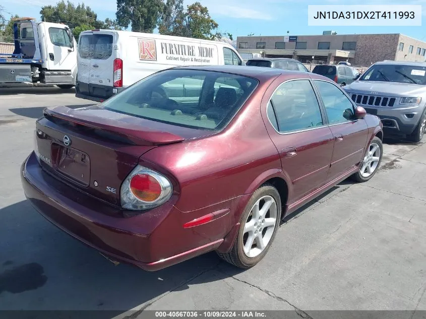 2002 Nissan Maxima Gle/Gxe/Se VIN: JN1DA31DX2T411993 Lot: 40567036