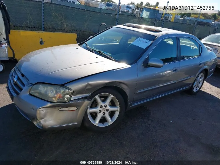 2002 Nissan Maxima Se VIN: JN1DA31D12T452755 Lot: 40728889