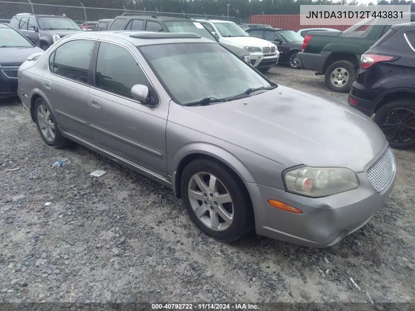 2002 Nissan Maxima Gle VIN: JN1DA31D12T443831 Lot: 40792722