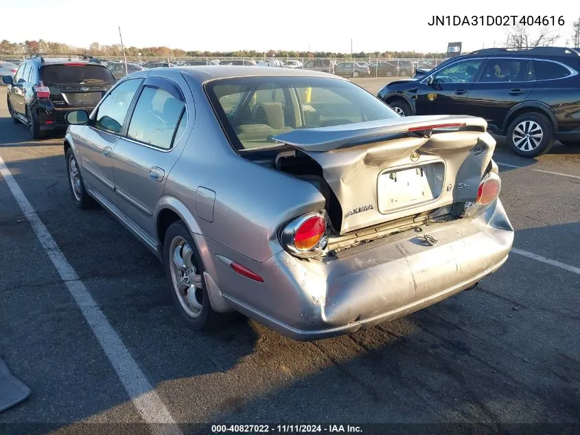 2002 Nissan Maxima Se VIN: JN1DA31D02T404616 Lot: 40827022