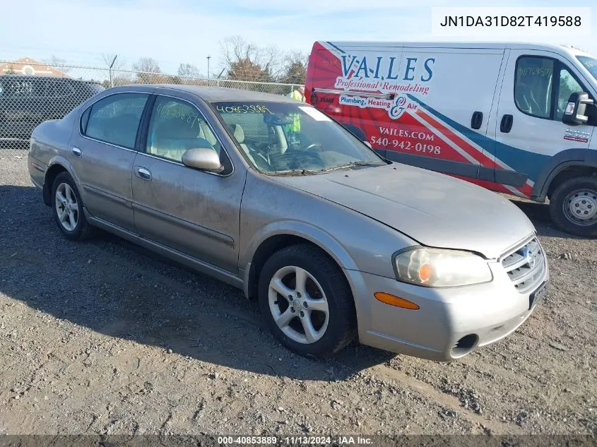 2002 Nissan Maxima Gxe VIN: JN1DA31D82T419588 Lot: 40853889