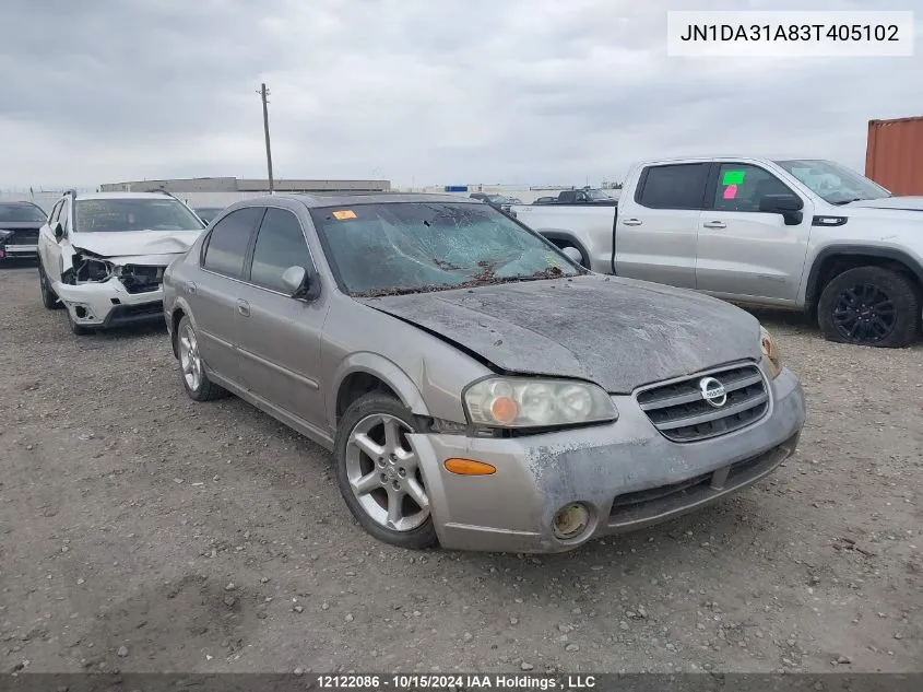 2003 Nissan Maxima Se VIN: JN1DA31A83T405102 Lot: 12122086