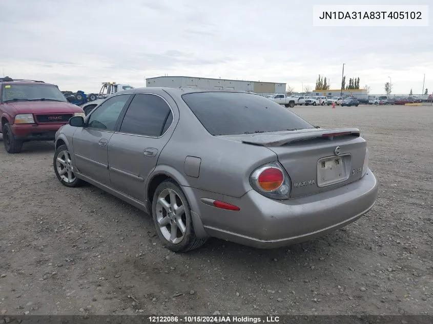 2003 Nissan Maxima Se VIN: JN1DA31A83T405102 Lot: 12122086