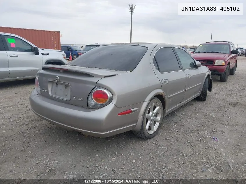 2003 Nissan Maxima Se VIN: JN1DA31A83T405102 Lot: 12122086