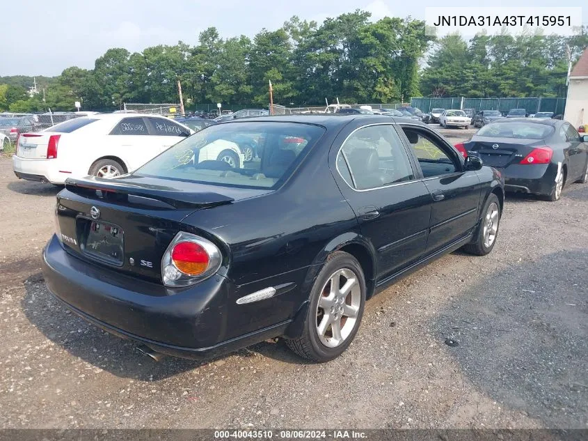 JN1DA31A43T415951 2003 Nissan Maxima Se