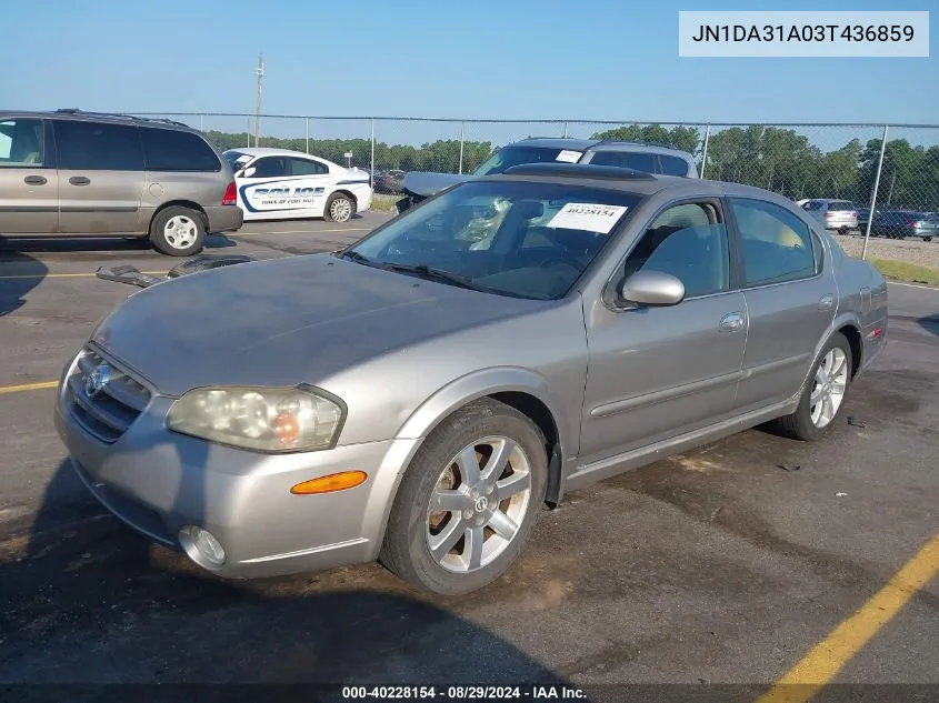 2003 Nissan Maxima Gle VIN: JN1DA31A03T436859 Lot: 40228154