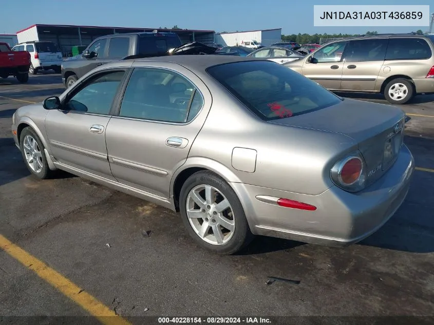 2003 Nissan Maxima Gle VIN: JN1DA31A03T436859 Lot: 40228154