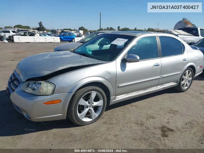 2003 Nissan Maxima Gle VIN: JN1DA31A03T400427 Lot: 40514973