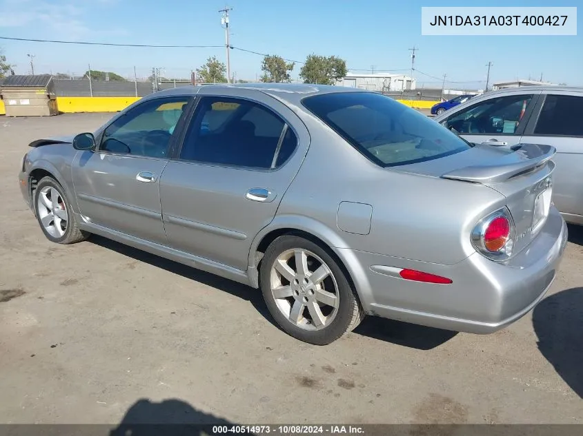 2003 Nissan Maxima Gle VIN: JN1DA31A03T400427 Lot: 40514973