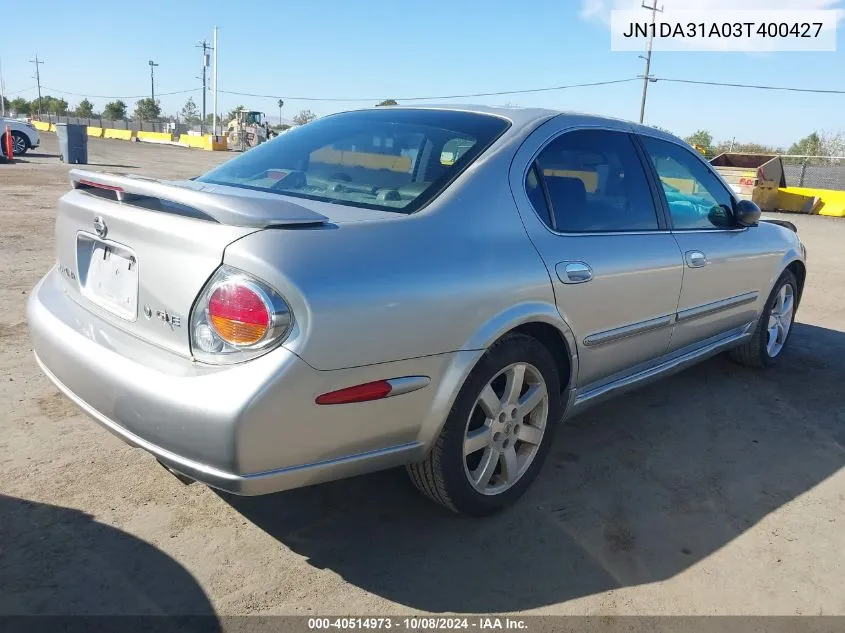 2003 Nissan Maxima Gle VIN: JN1DA31A03T400427 Lot: 40514973