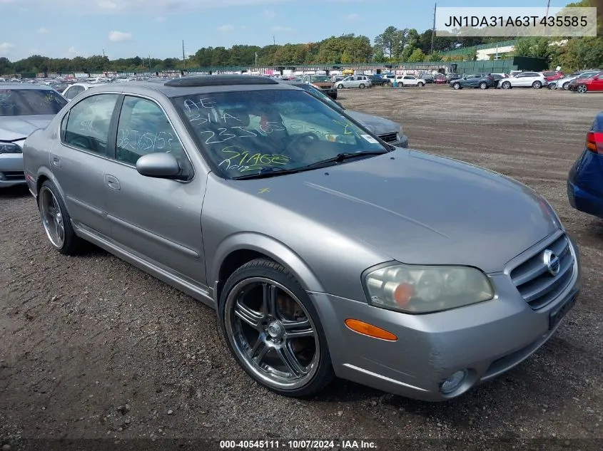 2003 Nissan Maxima Gle VIN: JN1DA31A63T435585 Lot: 40545111