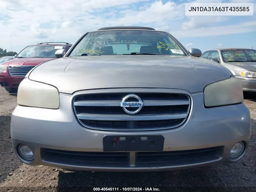 2003 Nissan Maxima Gle VIN: JN1DA31A63T435585 Lot: 40545111