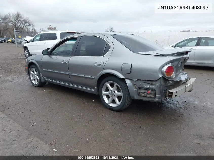 2003 Nissan Maxima Se VIN: JN1DA31A93T403097 Lot: 40552603