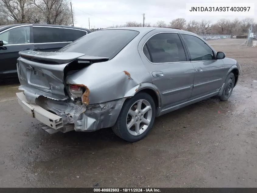 2003 Nissan Maxima Se VIN: JN1DA31A93T403097 Lot: 40552603