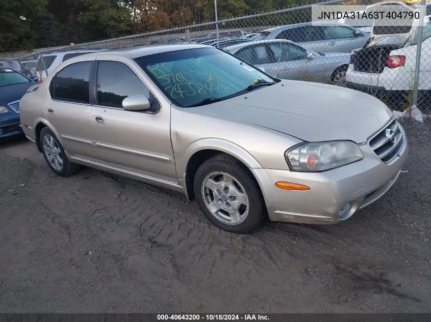 2003 Nissan Maxima Gle VIN: JN1DA31A63T404790 Lot: 40643200