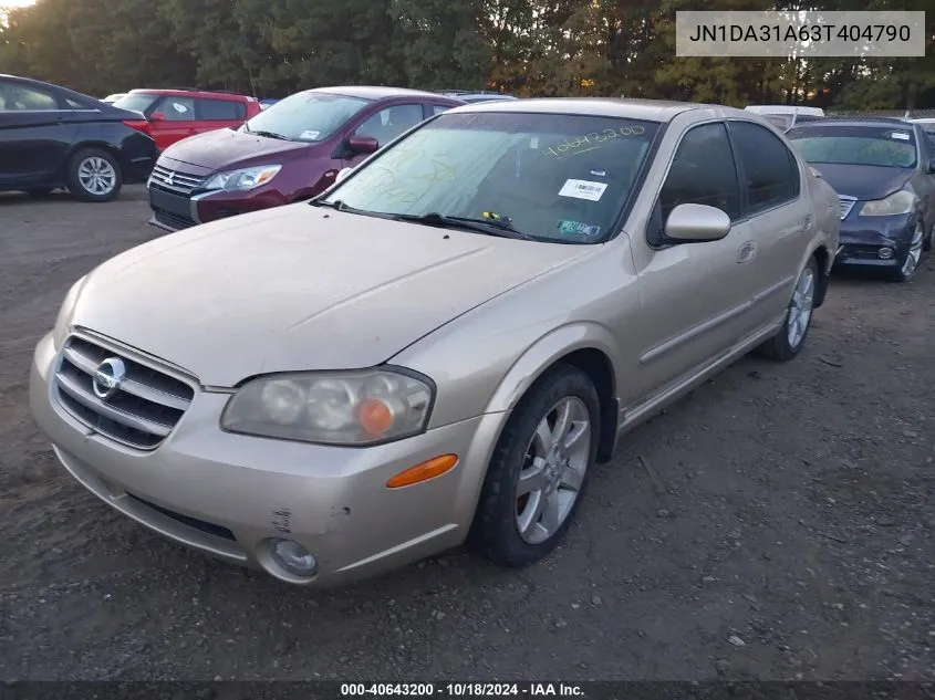 2003 Nissan Maxima Gle VIN: JN1DA31A63T404790 Lot: 40643200