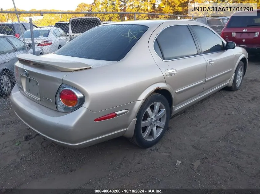 2003 Nissan Maxima Gle VIN: JN1DA31A63T404790 Lot: 40643200