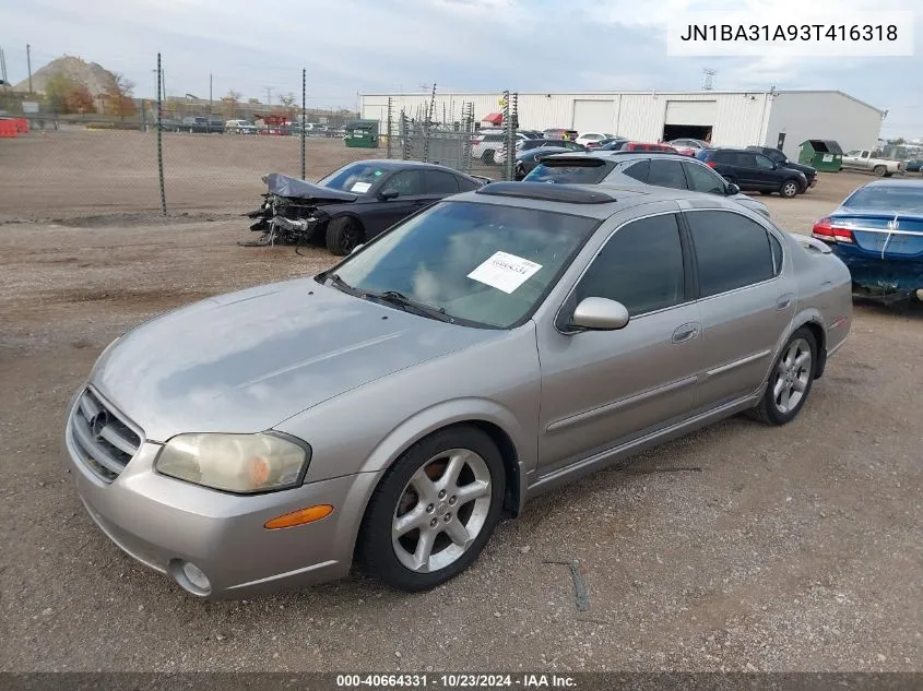 2003 Nissan Maxima Se VIN: JN1BA31A93T416318 Lot: 40664331