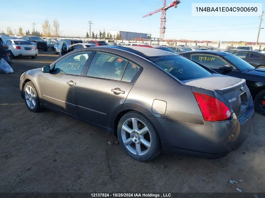 2004 Nissan Maxima 3.5 Sl VIN: 1N4BA41E04C900690 Lot: 12137824